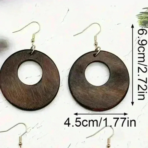 Bohemian Style Wooden Drop & Dangle Earrings - Picture 2 of 2
